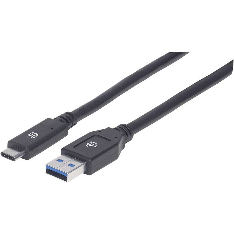 Foto van Manhattan usb-kabel usb 3.2 gen1 (usb 3.0 / usb 3.1 gen1) usb-a stekker, usb-c stekker 3.00 m zwart 354981