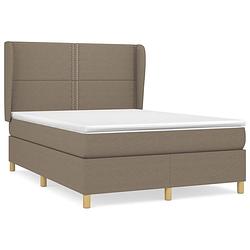 Foto van The living store boxspringbed - comfort line - bed - 203 x 147 x 118/128 cm - taupe - pocketvering matras - middelharde