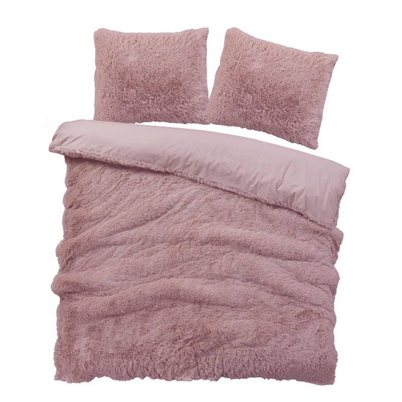 Foto van Isleep dekbedovertrek teddy plush - roze - lits-jumeaux 240x200/220 cm