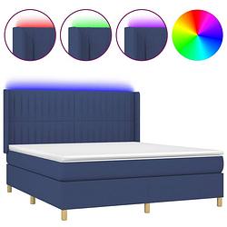 Foto van The living store boxspring - led - pocketvering - huidvriendelijk - 180x200 cm - blauw