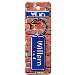 Foto van Paper dreams sleutelhanger straatnaam willem 9 cm staal blauw