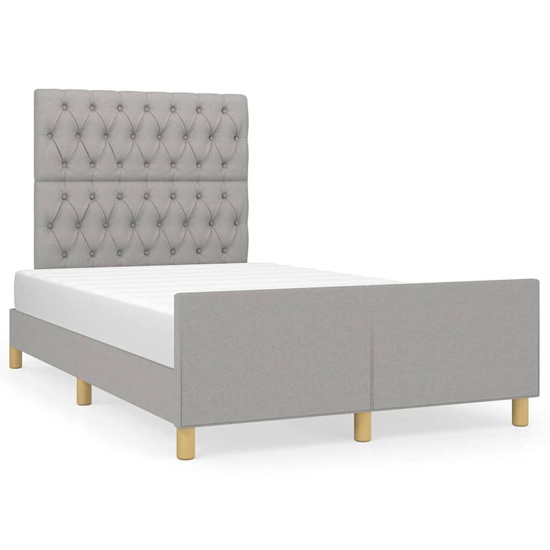 Foto van The living store bedframe stof 203x126cm - lichtgrijs - verstelbaar hoofdeinde - stabiele poten - multiplex