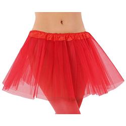 Foto van Meisjes verkleed rokje/tutu - tule stof met elastiek - rood - one size - carnavalskostuums