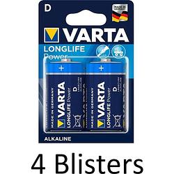 Foto van 8 stuks (4 blisters a 2 st) varta longlife power d batterijen