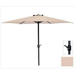 Foto van Parasol creme ø300 cm voor tuin en terras met handig opdraaisysteem