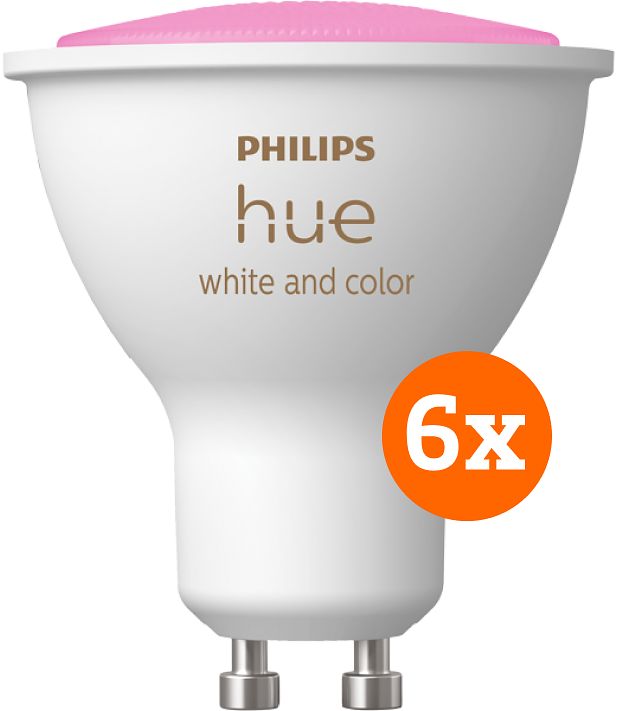 Foto van Philips hue white and color gu10 6-pack