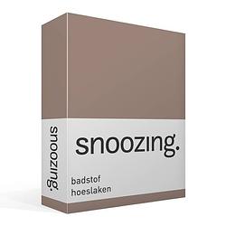 Foto van Snoozing badstof hoeslaken - 80% katoen - 20% polyester - lits-jumeaux (180x200/220 of 200x200 cm) - taupe