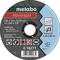 Foto van Metabo novorapid 616271000 doorslijpschijf recht 125 mm 22.23 mm 1 stuk(s)