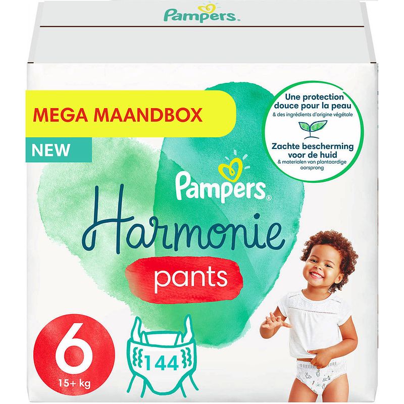 Foto van Pampers - harmonie pants - maat 6 - mega maandbox - 144 luierbroekjes