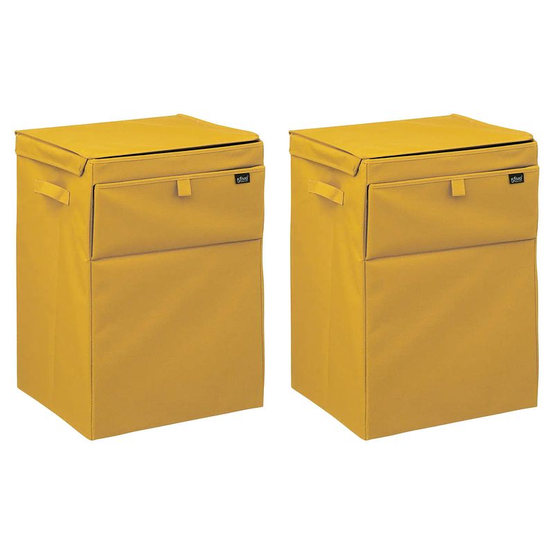 Foto van 5five stapelbare wasmand eureka - 2x - geel - 65 liter - 36 x 36 x 55 cm - wasmanden