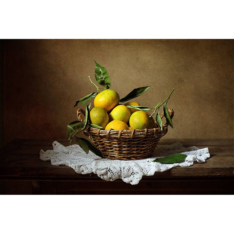Foto van Inductiebeschermer - stilleven mandarijnen - 91.2x52 cm