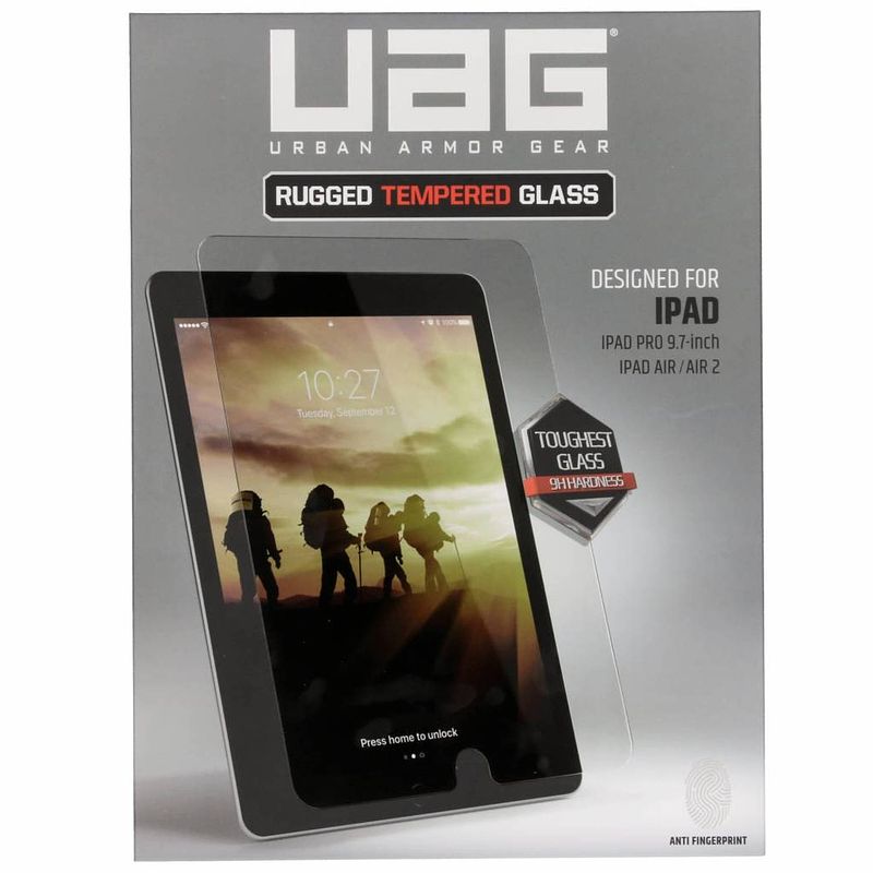 Foto van Uag rugged tempered glass screenprotector ipad pro 9.7 tablethoes - transparant