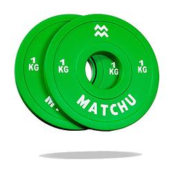 Foto van Matchu sports fractional plate 1 kg - 2 stuks - groen - rubber