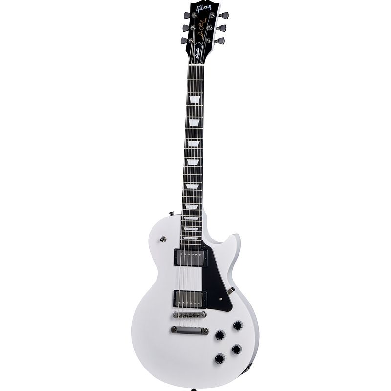 Foto van Gibson les paul modern studio worn white elektrische gitaar met soft shell case