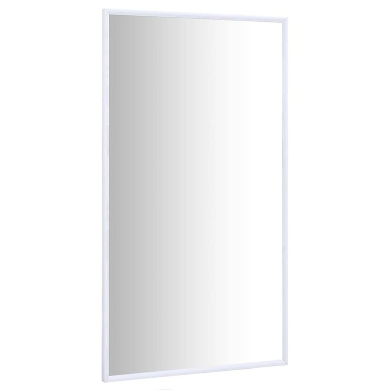 Foto van The living store spiegel minimalistisch glas pvc 100x60cm wit - geen montage vereist