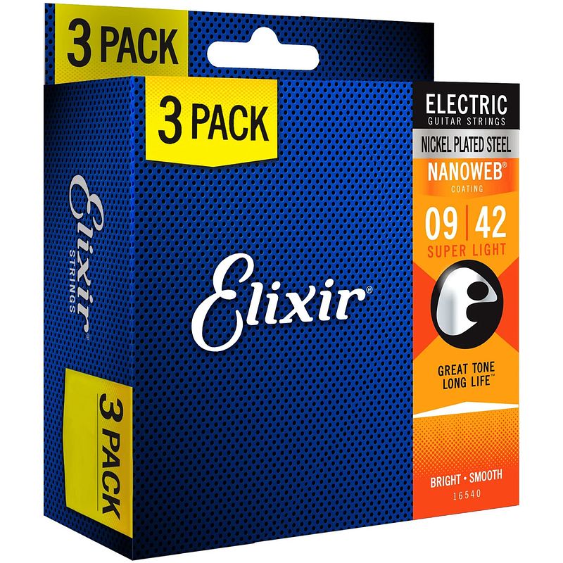 Foto van Elixir 16540 3-pack electric nanoweb super light 9-42 (12002)