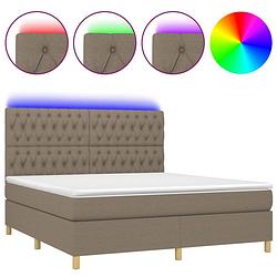 Foto van The living store boxspring bed - 203 x 160 x 118/128 cm - inclusief matras en led-verlichting