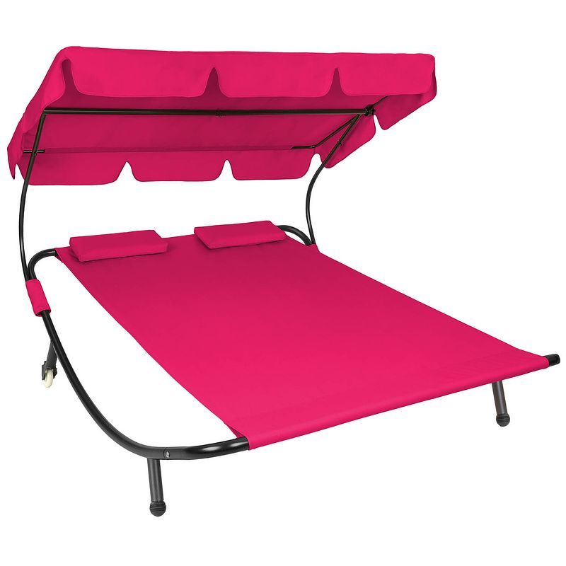 Foto van Luxe dubbel ligbed met zonneluifel 2 personen fuchsia 401498