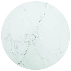 Foto van Vidaxl tafelblad ø60x0,8 cm gehard glas met marmeren design wit