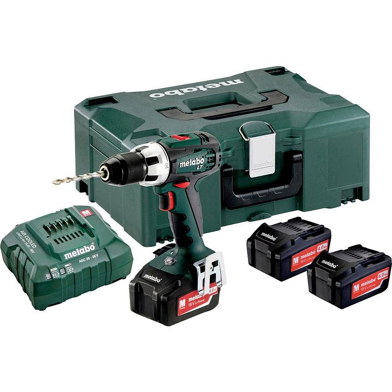 Foto van Metabo bs 18 lt set 602102960 accu-schroefboormachine 18 v 4.0 ah li-ion incl. 3 accus, incl. lader, incl. koffer