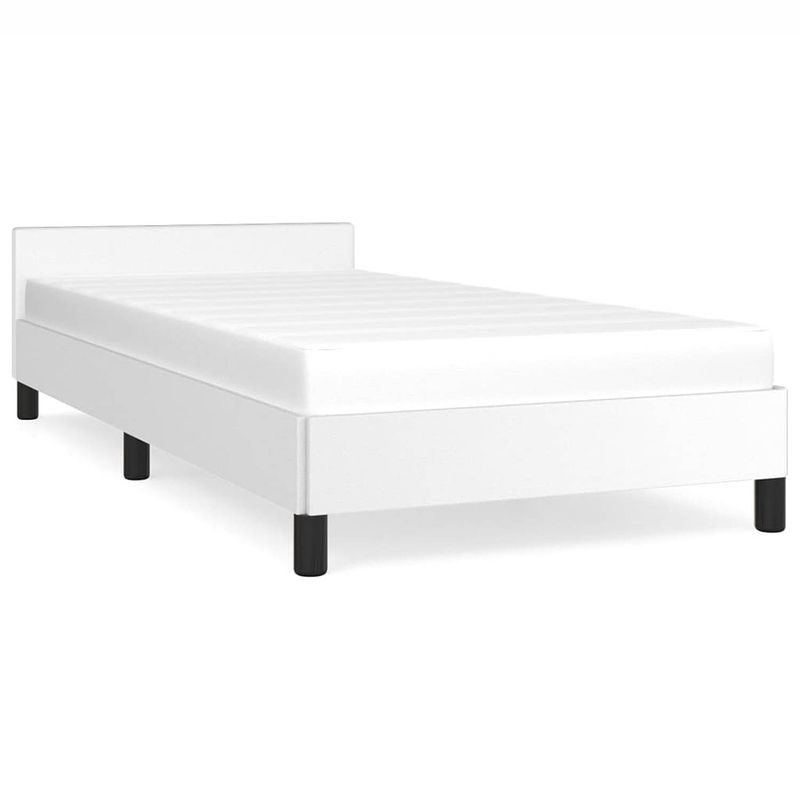 Foto van The living store bedframe - kunstleer - wit - 203x93x50 cm - inclusief montagehandleiding