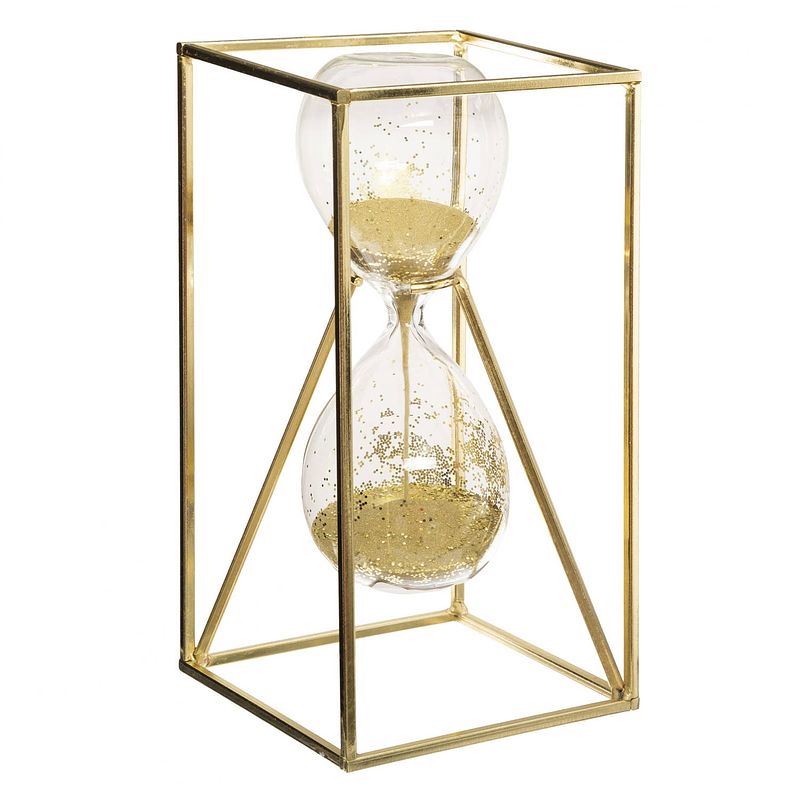 Foto van Casa di elturo deco object zandloper glam cubic - goud - h26 cm