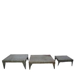 Foto van Dknc - tafel bajot metaal - 44x44x15cm - set van 3 - natuurlijk