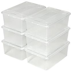 Foto van Tectake® - set van 6 transparante opbergdozen - 33 x 23 x 12 cm - 401685