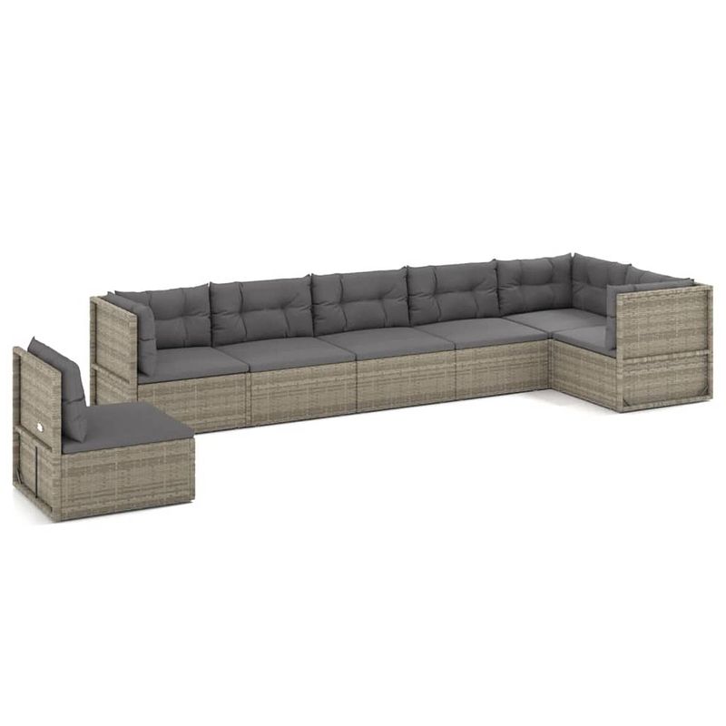 Foto van Vidaxl 7-delige loungeset met kussens poly rattan grijs