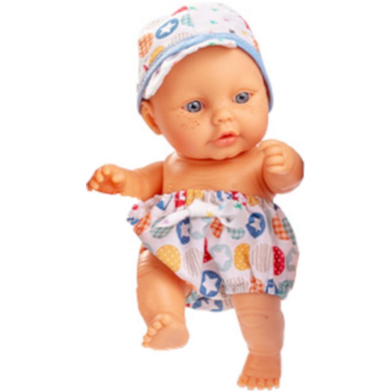 Foto van Berjuan babypop 22 cm meisjes textiel/vinyl wit/blauw/geel