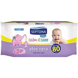 Foto van Septona - baby calm & care aloe vera - billendoekjes - 0% alcohol & zeep - 80 stuks