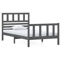 Foto van The living store bedframe - massief grenenhout - 195.5 x 96 x 100 cm - grijs