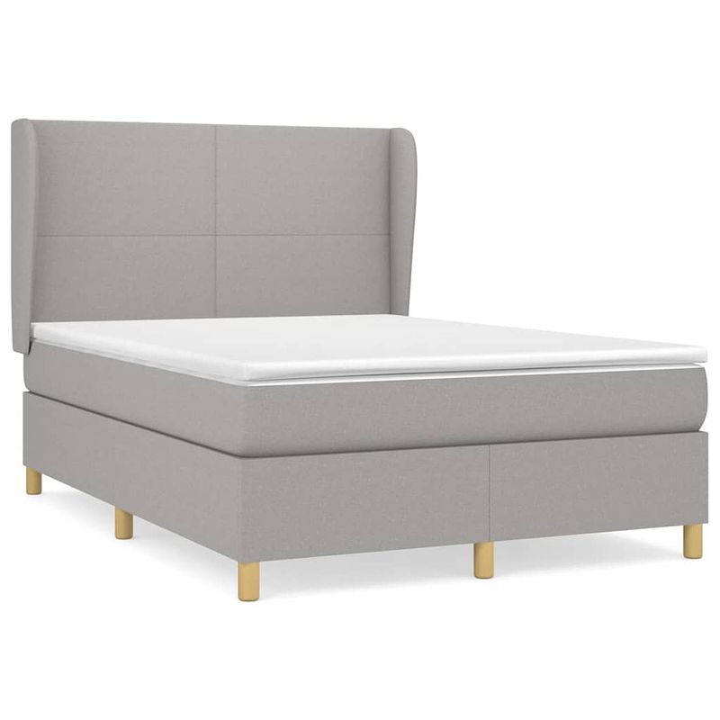 Foto van The living store boxspringbed - naam - bed - 203x147x118/128 cm - lichtgrijs - stof - duurzaam materiaal - praktisch