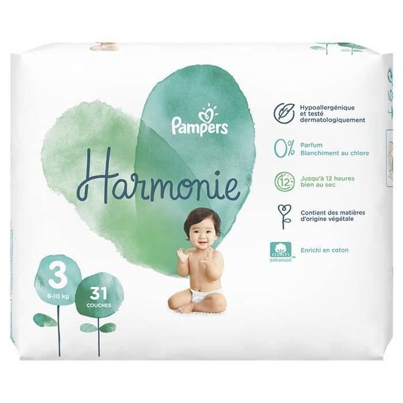 Foto van Pampers harmonie luiers maat 3 6-10 kg - 31 luiers