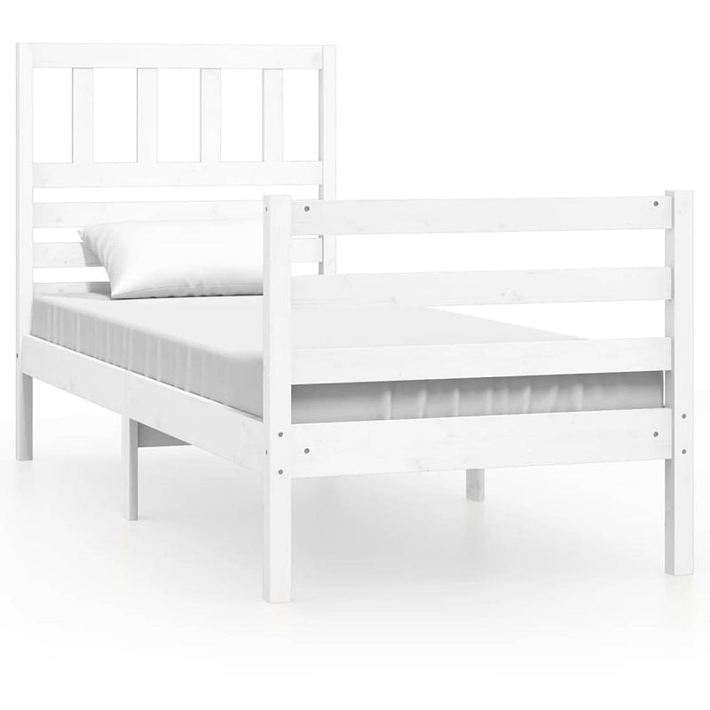 Foto van Vidaxl bedframe massief hout wit 90x190 cm 3ft single