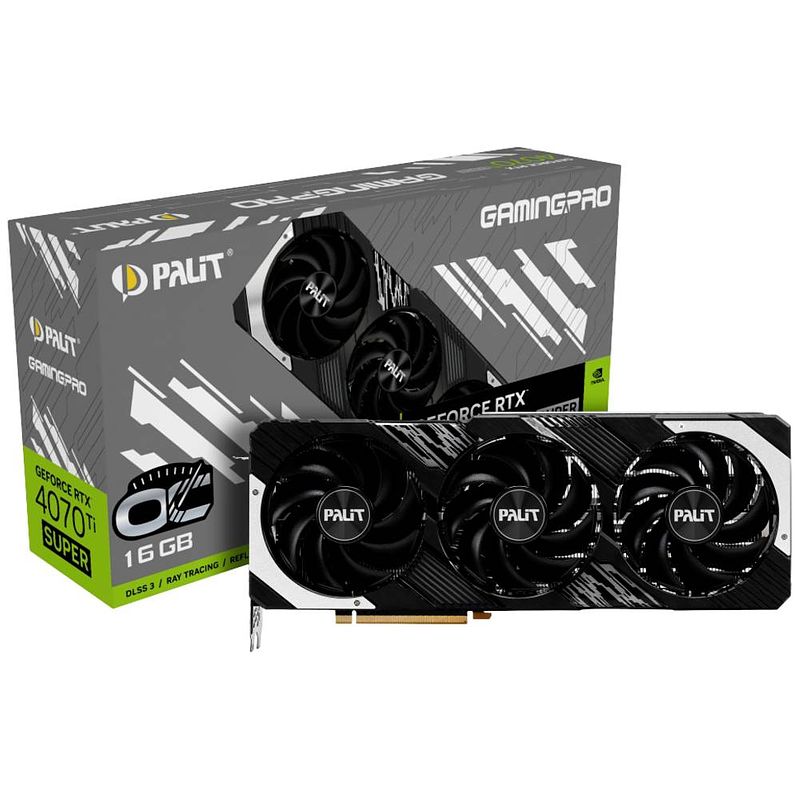 Foto van Palit videokaart nvidia geforce rtx 4070 ti super gamingpro oc 16 gb gddr6x-ram pcie x16 hdmi, displayport