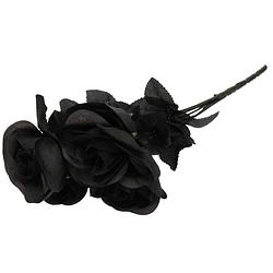 Foto van Bosje met zwarte rozen halloween decoratie 35 cm - verkleedaccessoires bloemen