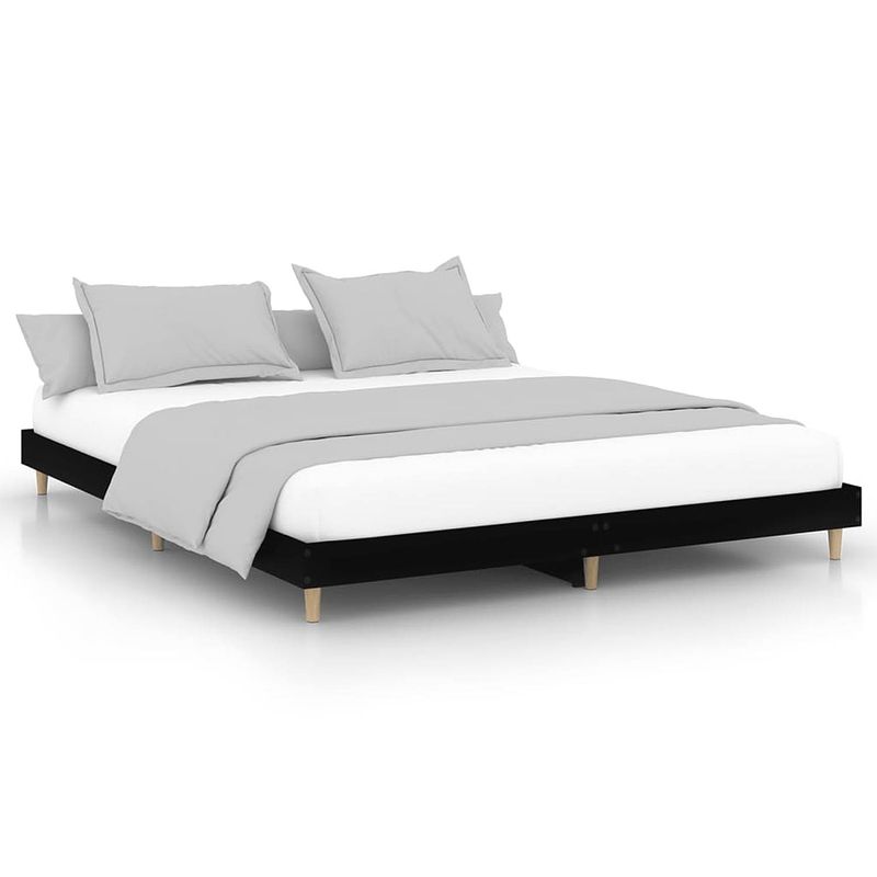 Foto van The living store bedframe - - bedframe - afmetingen- 203 x 203 x 20 cm - kleur- zwart