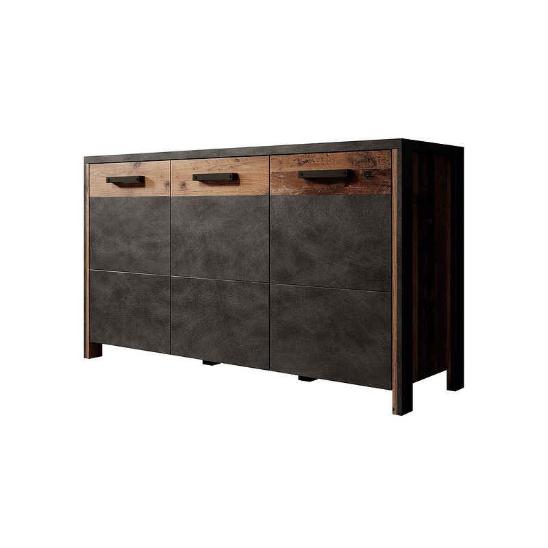 Foto van Meubella - dressoir baron - antraciet - eiken - 142 cm