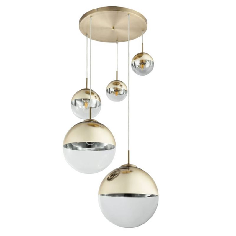 Foto van Klassieke hanglamp varus - l:65cm - e27 - metaal - goud