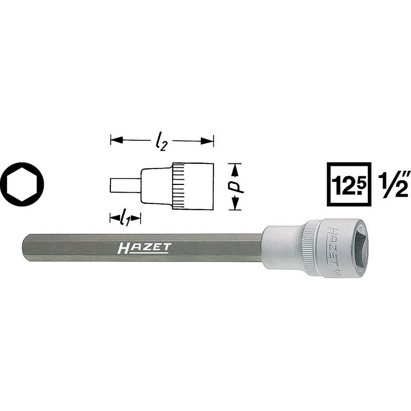 Foto van Hazet 986lg-10 986lg-10 inbus dopsleutel-bitinzet 10 mm 1/2 (12.5 mm)