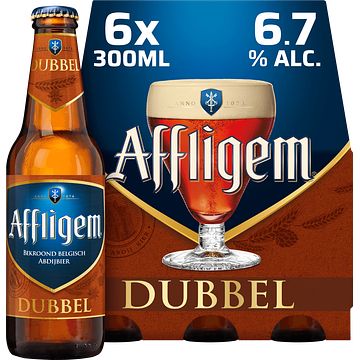 Foto van 2e halve prijs | affligem dubbel bier fles 6 x 300ml aanbieding bij jumbo