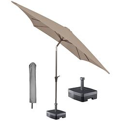 Foto van Kopu® vierkante parasol altea 230x230 cm met hoes en voet - taupe