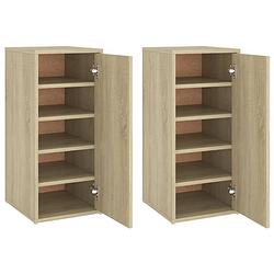 Foto van The living store schoenenkast - sonoma eiken - 32 x 35 x 70 cm - 5 schappen