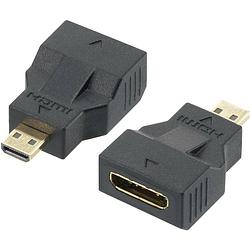 Foto van Speaka professional sp-5094240 hdmi adapter [1x hdmi-stekker d micro - 1x hdmi-bus, mini] zwart vergulde steekcontacten, audio return channel (arc)