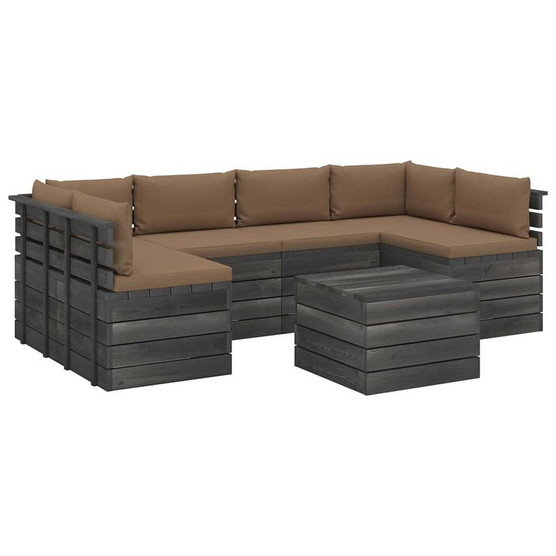 Foto van Vidaxl 7-delige loungeset met kussens pallet massief grenenhout