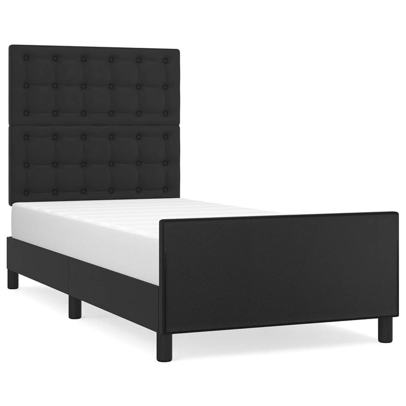 Foto van The living store bedframe - comfort - bedframes - 203 x 83 x 118/128 cm - duurzaam kunstleer