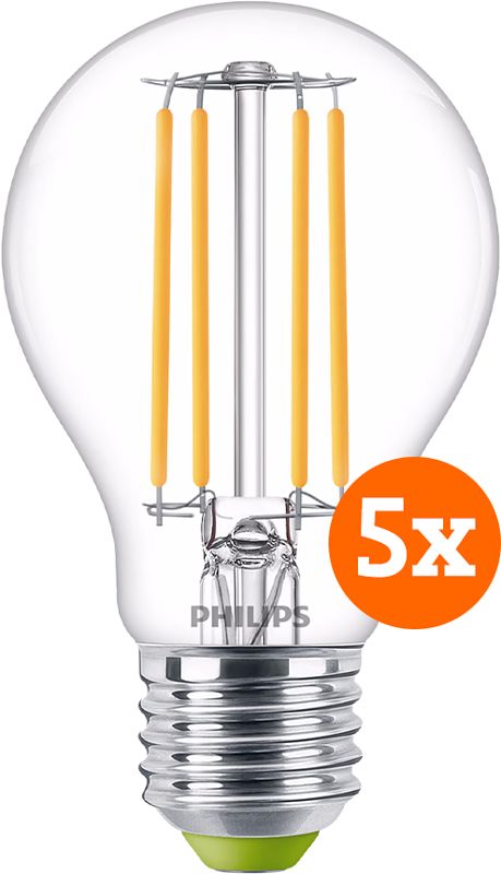 Foto van Philips led filament lamp - 2,3w - e27 - warm wit licht 5-pack