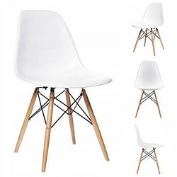 Foto van Set van 4 eetkamer stoelen / kuip stoelen met beukenhouten poten wit