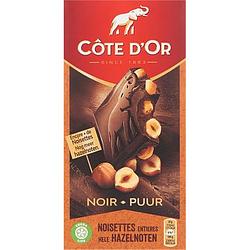 Foto van Cote d'sor bloc puur chocolade reep hele hazelnoten 180g bij jumbo